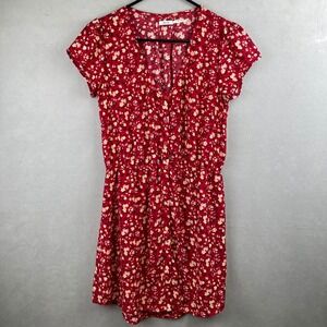 Kimchi Blue Silky Sabrina Shirt Dress Red Floral Mini ASO Elena Gilbert TVD Med